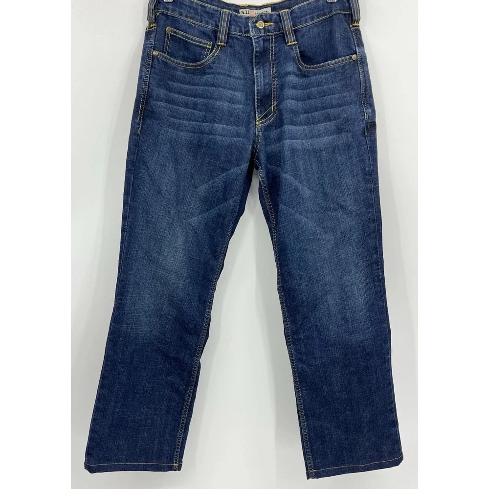 5.11 Tactical Jeans Men's Size 31 x 27 Defender Flex Slim Stretch Denim HEMMED